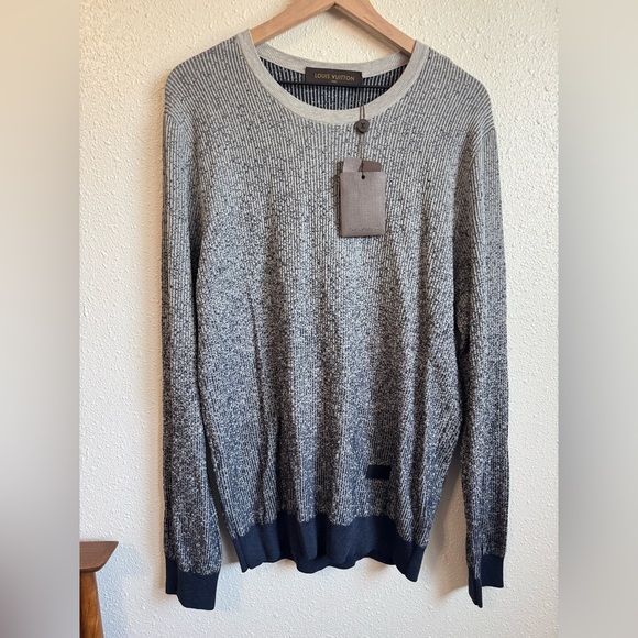 NEW LOUIS VUITTON Gradient Knit Cotton Blue Gray Sweater Size XXL - Picture 5 of 11